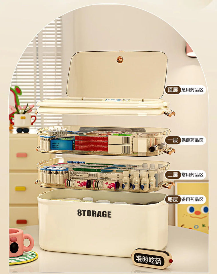 3/4 Layers Large Capacity Family Medicine Organizer Storage Box Portable First Aid Kit Pill Container Emergency Pharmacy Box Aimak Store
