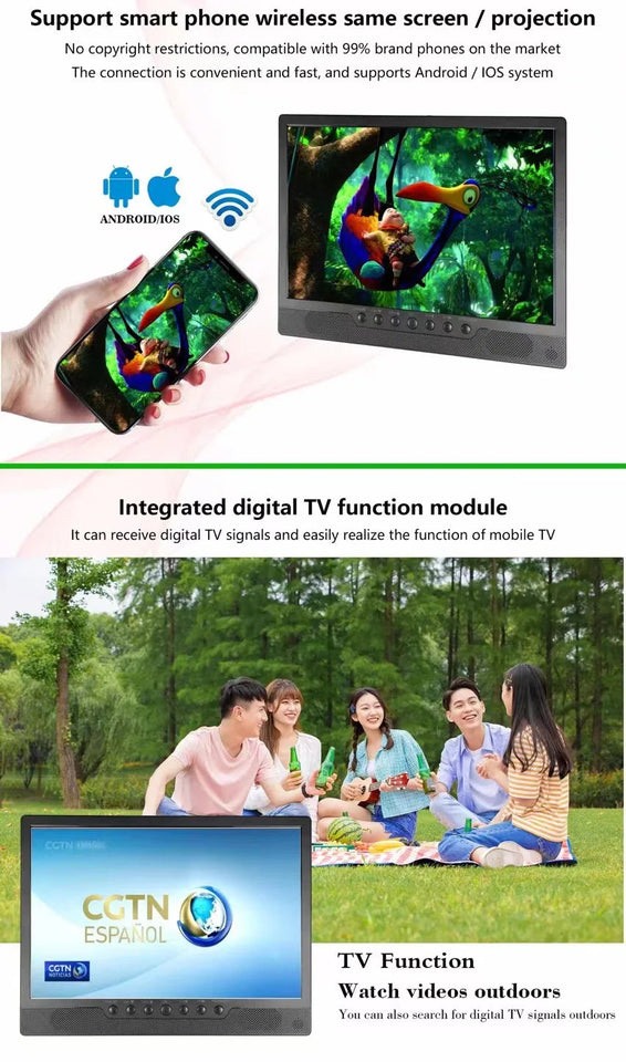 17.3 Inch Portable TV  12 Volt TV DVB-T2 Digital Battery TV for Car Suitable for Outdoor and Kitchen Use Aimak Store