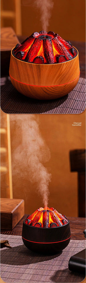 2024 New 300ML Artificial Charcoal Fire Air Humidifier Aroma Diffuser Mist Sprayer Mini Diffuser with Night Light for Home Aimak Store