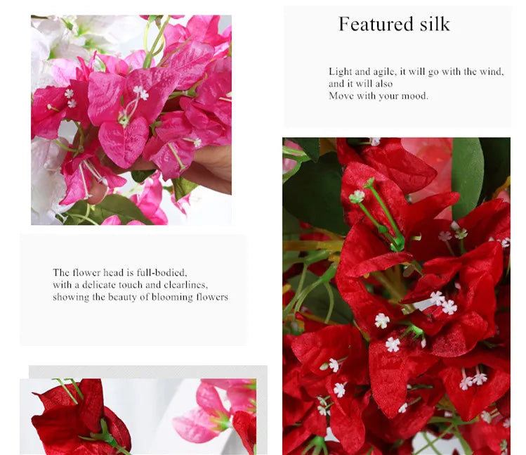 Bougainvillea Artificial Flower Silk Fake Flower Wedding Home Decor Garden Engineering Landscaping Plants Garland Flower Wall Aimak Store