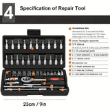 46pc Drive Socket Set 1/4 inch Ratchet Wrench Set with Sockets Metric Hex Bit Socket Set Mechanic Tool Kits for Auto Repair Hous Aimak Store