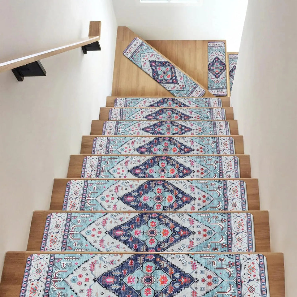Carpet Stair Treads for Wooden Steps Set of 15, 30''X8'' Indoor Runner Resistant Rugs Rubber Safety Mats for Dogs Aimak Store