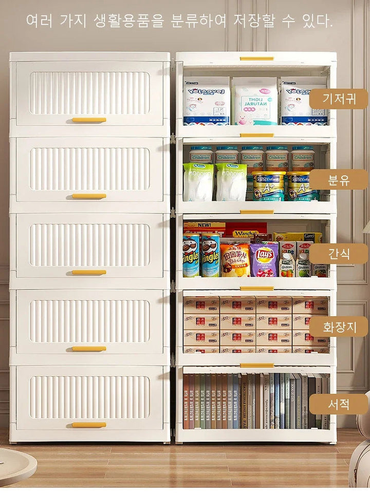 4 Floor Multifunctional Folding Storage locker Thickening Folding Wardrobe Storage Cabinet Home Folding Storage Box With Pulley Aimak Store