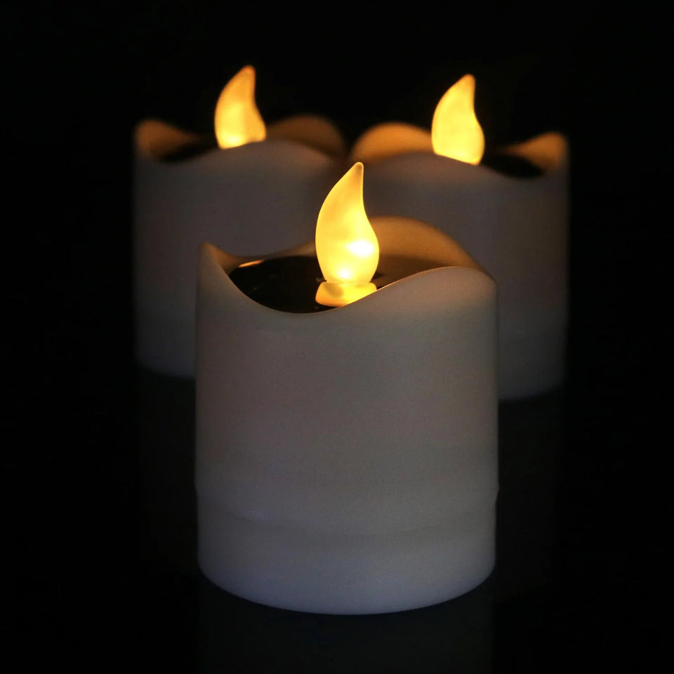 Romantic Solar Energy LED Light Candle Lamp Waterproof Nightlight for Home Decoration Yellow Flameless Fake Electronic Candle Aimak Store