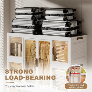 Portable Wardrobe Closet, Large Collapsible Plastic Wardrobe with Wheels, Foldable Clothes Storage Cabinet with 8 Shelves Aimak Store