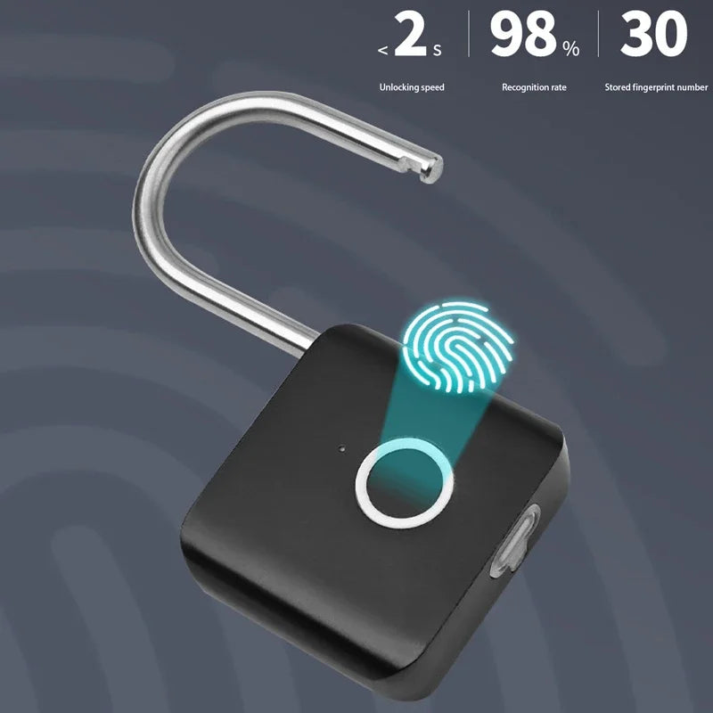 Xiaomi Smart Fingerprint Padlock IP54 Waterproof and Rust-proof Padlock Smart Electronic Anti-theft Password Lock Cabinet Drawer Aimak Store