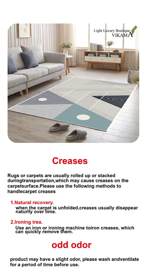 VIKAMA Nordic Patchwork Faux Wool Rug - Non-Slip, Easy Clean Living Room, Bedside, Sofa Mat for Home Decor, 50x80cm Aimak Store