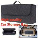 Spacious Canvas Car Storage Box Trunk Organizer with Felt Cloth Interior - Car Interior Tidying Container for Easy Storage Aimak Store