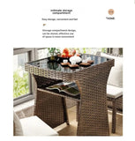 Balcony courtyard leisure table and chair combination rattan chair three piece set tea imitation rattan chair tea table Aimak Store