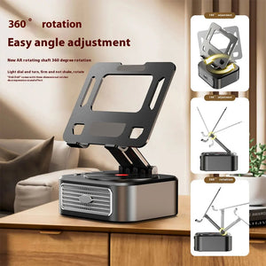360° Rotation Foldable Desk Tablet Stand Holder Table Smartphone Mount with Wireless Bluetooth Speaker Stereo USB Sound Box Aimak Store