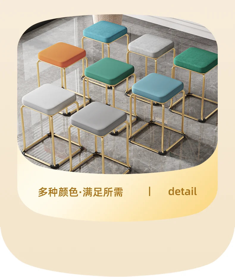 Simple and Luxurious Stackable Square Stool Enlarged and Thickened Round Stool Dirt Resistant Technology Cloth Stool Aimak Store