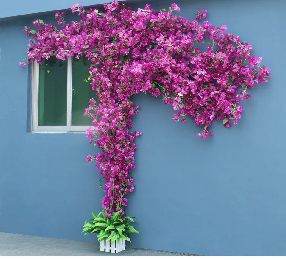 Artificial Flower Rattan Tree Vine Bougainvillea Floral Wall Plants Tree Wedding Christams Party Festival Outdoor Garden Decor Aimak Store