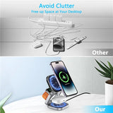 3 In 1 Foldable Magnetic Wireless Charger Stand For iPhone 16 15 14 Samsung IWatch AirPods 3/2 Station Dock Fast Charging Holder Aimak Store