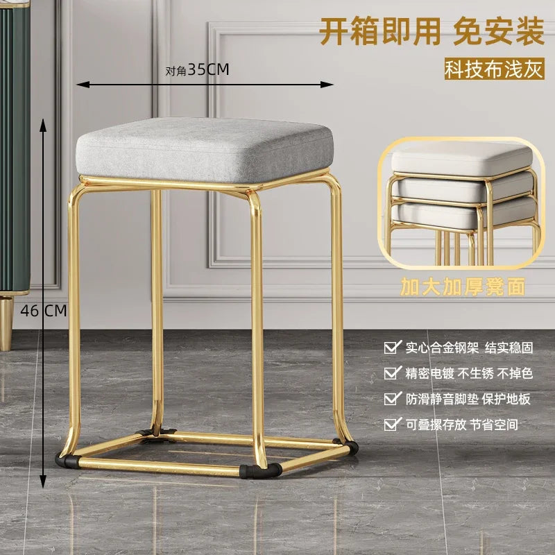 Simple and Luxurious Stackable Square Stool Enlarged and Thickened Round Stool Dirt Resistant Technology Cloth Stool Aimak Store
