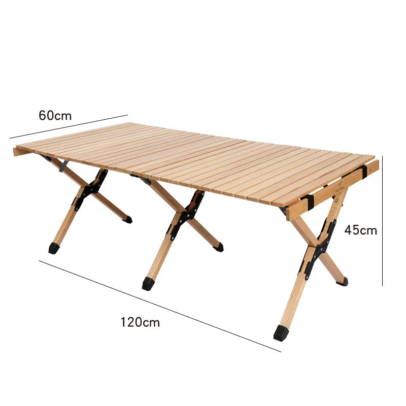 DZ Solid Wood Chicken Roll Table Kutuo Outdoor Folding Table Camping Table Beech Solid Wood Large Log Camping Chicken Roll Table Aimak Store