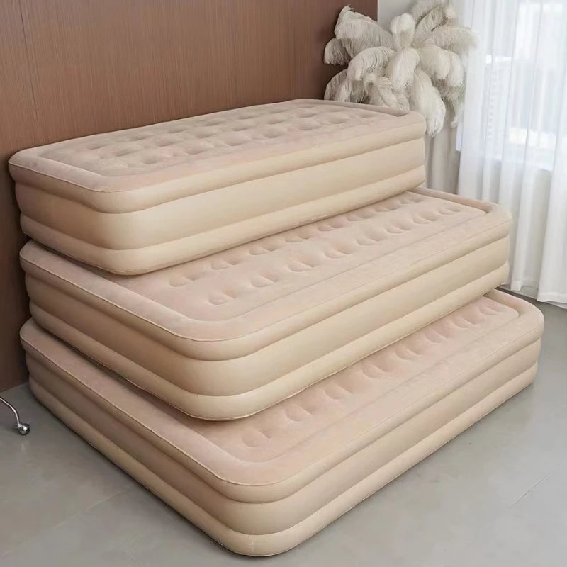 Portable PVC Flocking Air Mattress With Built-in Pump Detachable Battery for Camping - Lightweight Comfort Outdoor Travel Bed Aimak Store