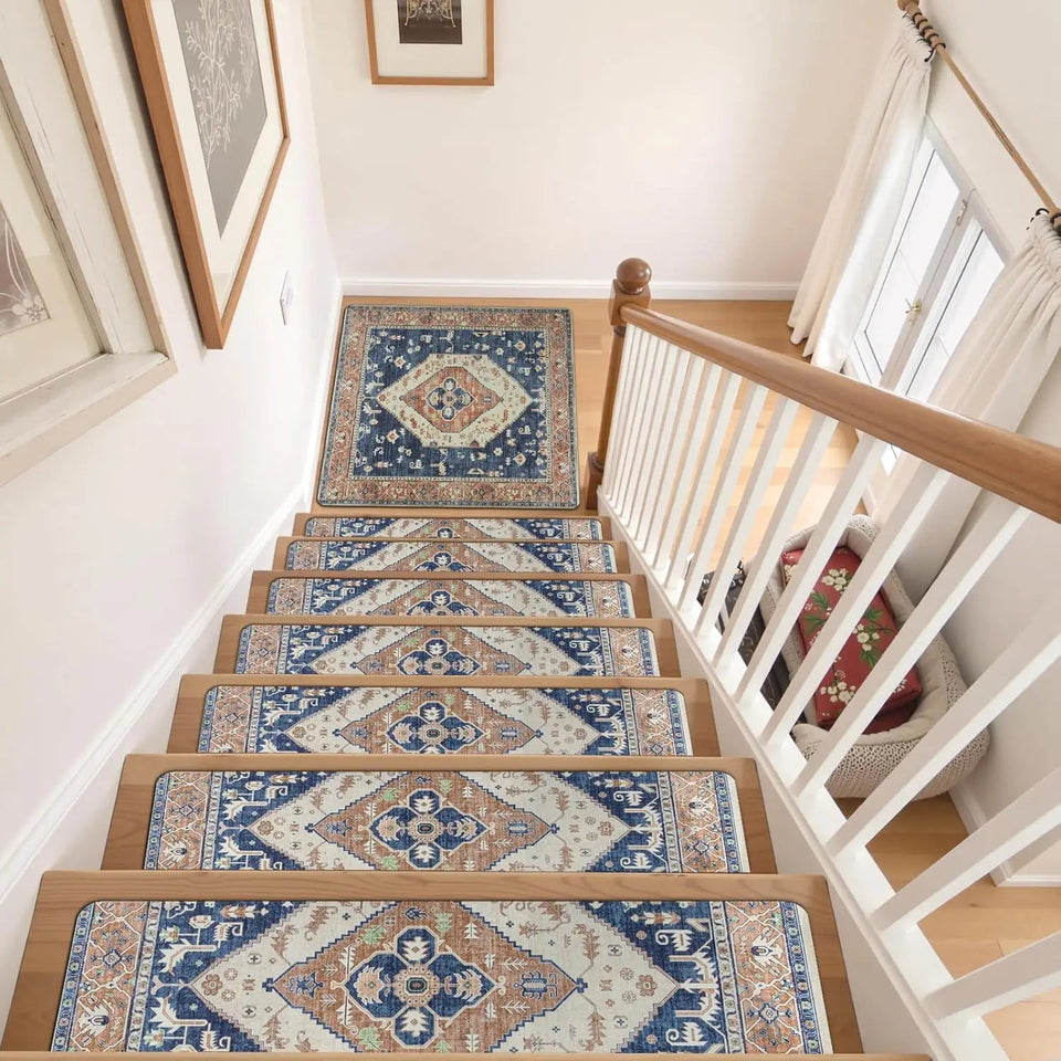 Carpet Stair Treads for Wooden Steps Set of 15, 30''X8'' Indoor Runner Resistant Rugs Rubber Safety Mats for Dogs Aimak Store