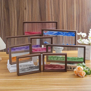 3D Sandscape Moving Sand Art Picture Wooden Frame Quicksand Liquid Hourglass Craft Flowing Sand Painting Office Home Decor Gifts Aimak Store