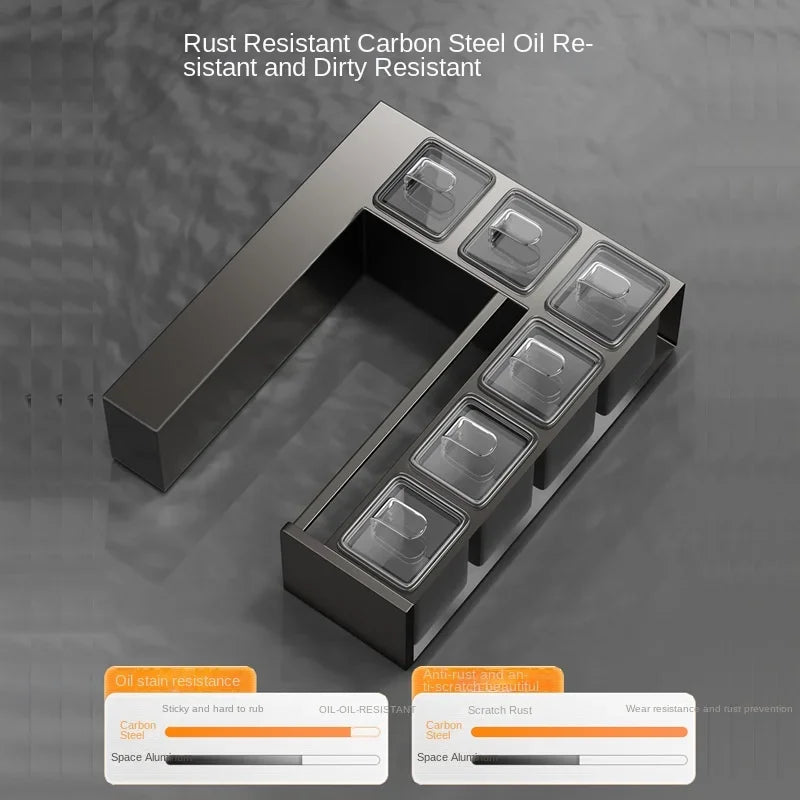 Kitchen seasoning rack wall hanging non-punching multi-functional storage seasoning jar household a complete set of combinations Aimak Store