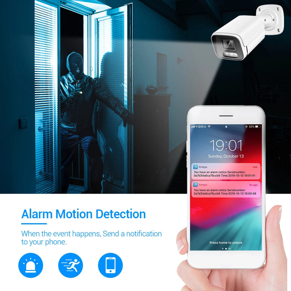 4K 8MP IP Camera 5MP Waterproof Outdoor Camera Face Detection Two Way Audio Color Nightvision Home Surveillance XMeye H.265 Aimak Store