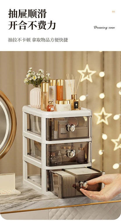 Stackable Desktop Storage Box with Dustproof Drawer Office Desk Storage Box Cosmetic Box Stationery Supplies Debris Storage Rack