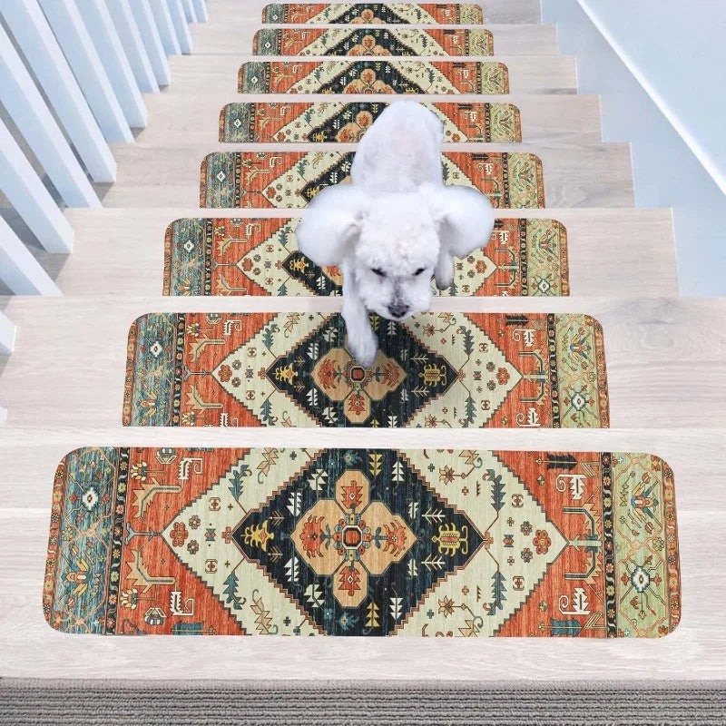 Carpet Stair Treads for Wooden Steps Set of 15, 30''X8'' Indoor Runner Resistant Rugs Rubber Safety Mats for Dogs Aimak Store