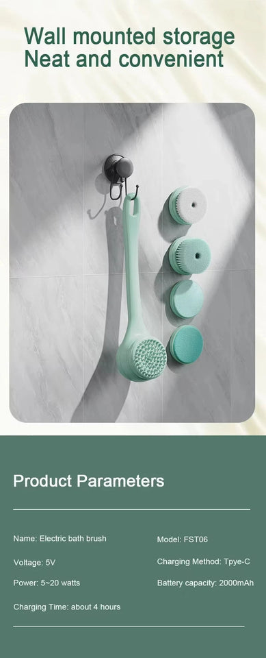 Electric Long Handle Sponge Exfoliating Body Brush For Men And Women Aimak Store
