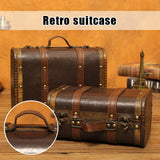 Antique style Wooden Storage Box Medieval Suitcase Treasure Chest Necklaces Art Collection Jewelry Organizer Gift Box With Lock Aimak Store