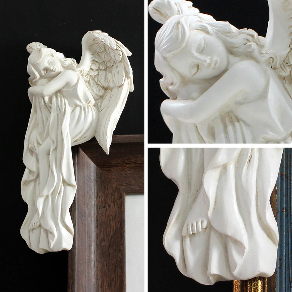 1-piece charming left angel door frame ornaments statue, exquisite resin sleeping angel sculpture Aimak Store