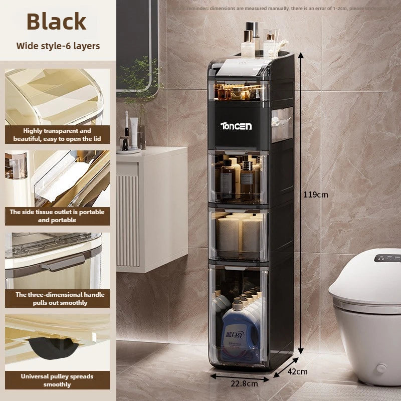 Bathroom crevice wardrobe storage cabinet, bathroom shelf, bathroom toilet storage cabinet, toilet side storage cabinet Aimak Store