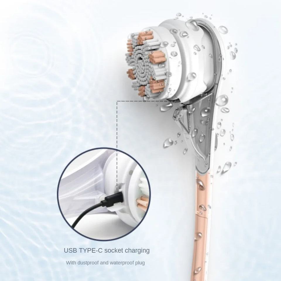 Electric Bath Brushes Shower Cleaning Body Massage Brush Multifunctional Brush Spa Waterproof IPX7 Long Handle Back Brushes Aimak Store