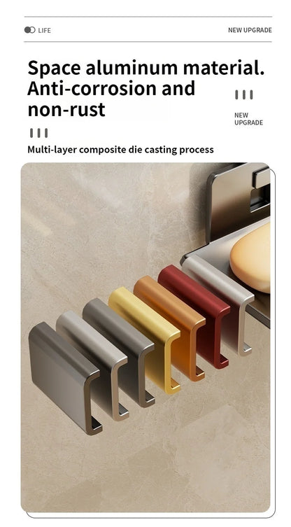 No-Drill Suction Cup storage Soap Box Wall Mounted Space Soap Storage Rack Non Perforated Household Drain Soap Dish Box