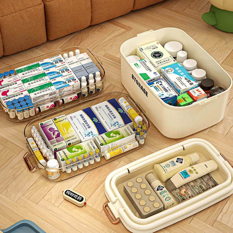 3/4 Layers Large Capacity Family Medicine Organizer Storage Box Portable First Aid Kit Pill Container Emergency Pharmacy Box Aimak Store