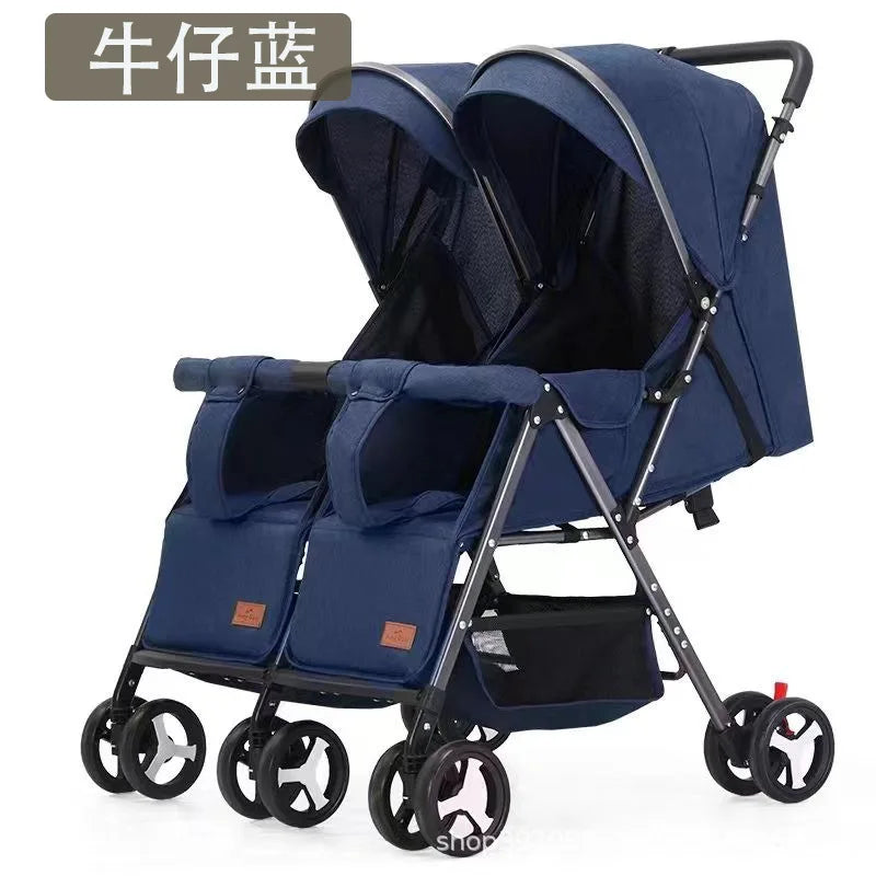 Twin Baby Stroller Can Sit and Lie Down Lightweight Stroller Two Children Outdoor Skate Baby Gods Double Seat Folding Stroller Aimak Store