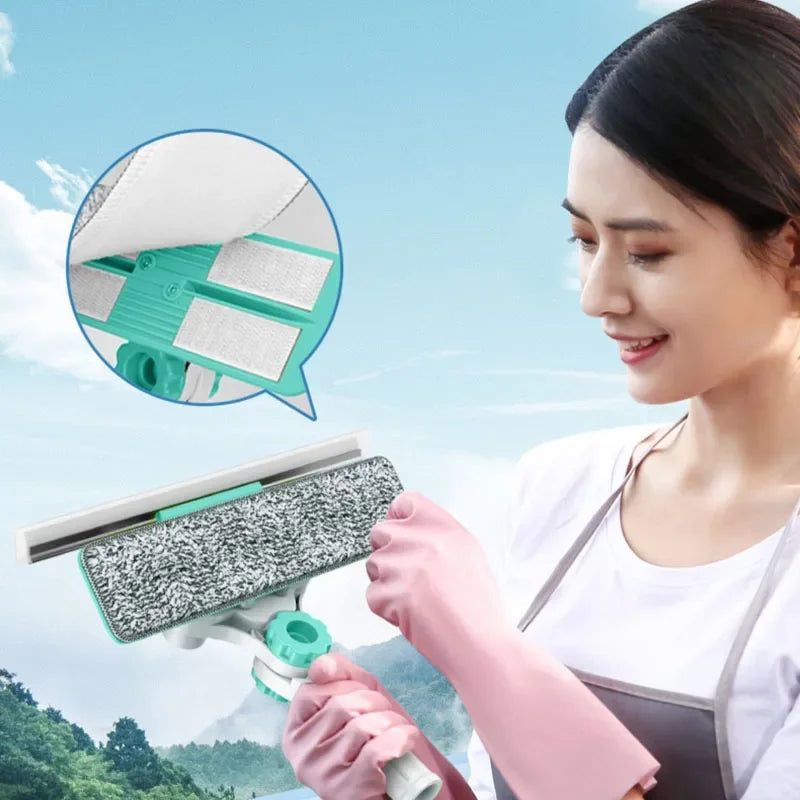 Extendable Window Glass Cleaning Household Tool High Building Retractable Pole Washing Dust Cleaner Brush Dry Wet Scraper Wiper Aimak Store