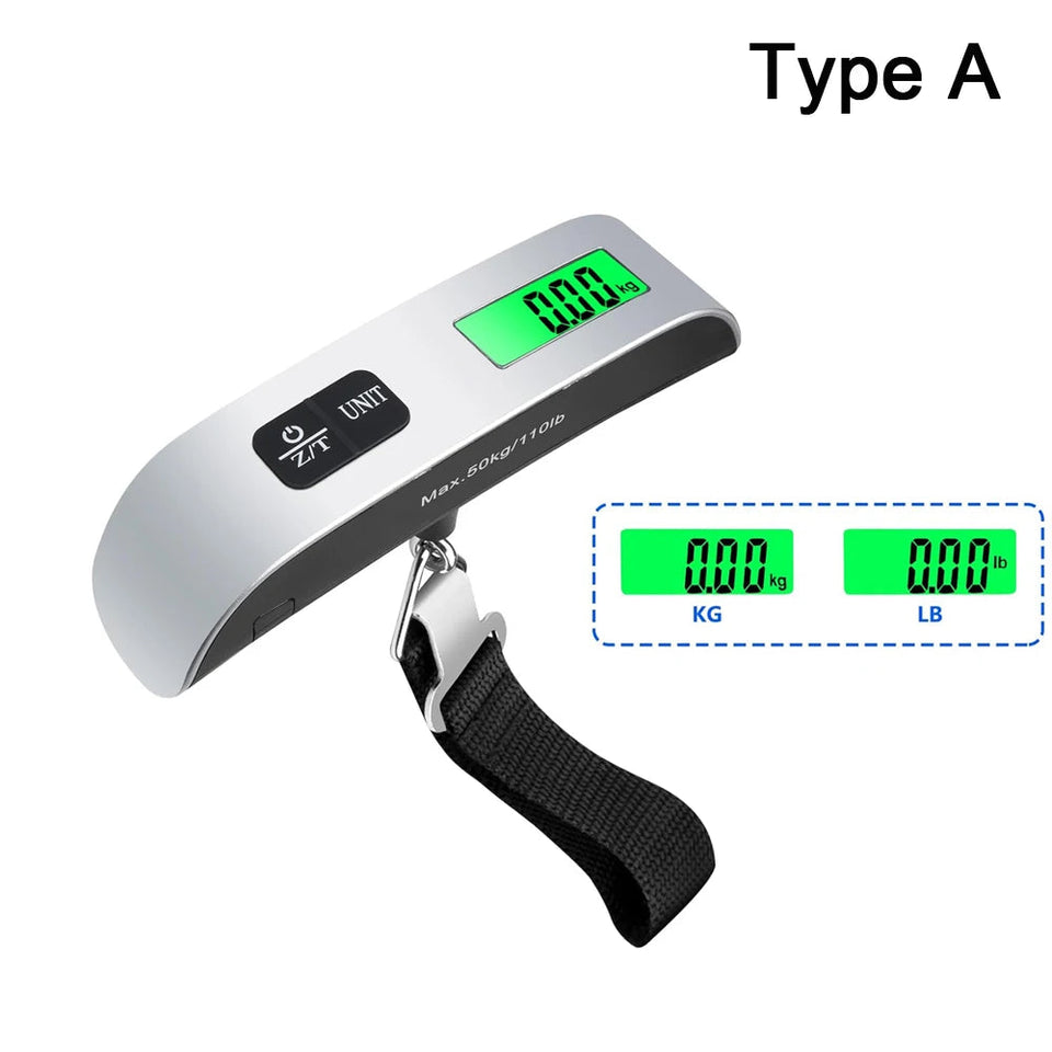 110lb/50kg Portable Electronic Hand Luggage Scale LCD Digital Display Balance Scale Suitcase Travel Weighs Baggage Weight Tool Aimak Store