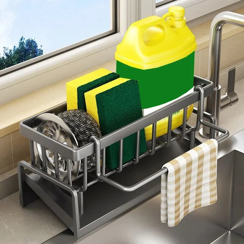 Kitchen Sink Drain Rack Organizer ABS Plastic Self-draining Sink Shelf Soap Sponge Holder Dishcloth Towel Rack filter basket Aimak Store