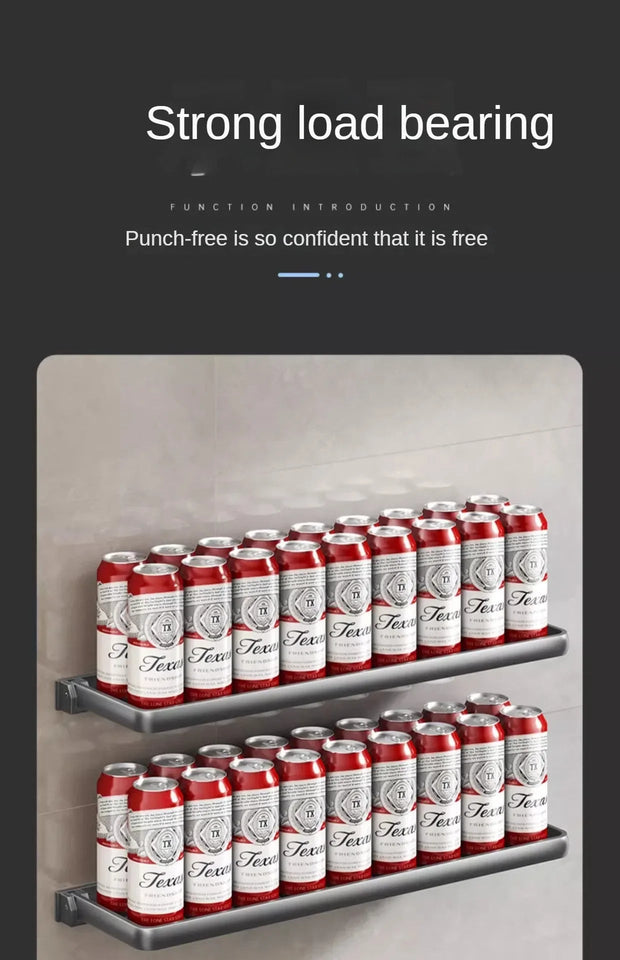 1PC Bathroom Storage Rack Foldable Bathroom Vanity Organiser No Hole Hanging Organiser Vanity Organiser Bathroom Organiser Shelf Aimak Store