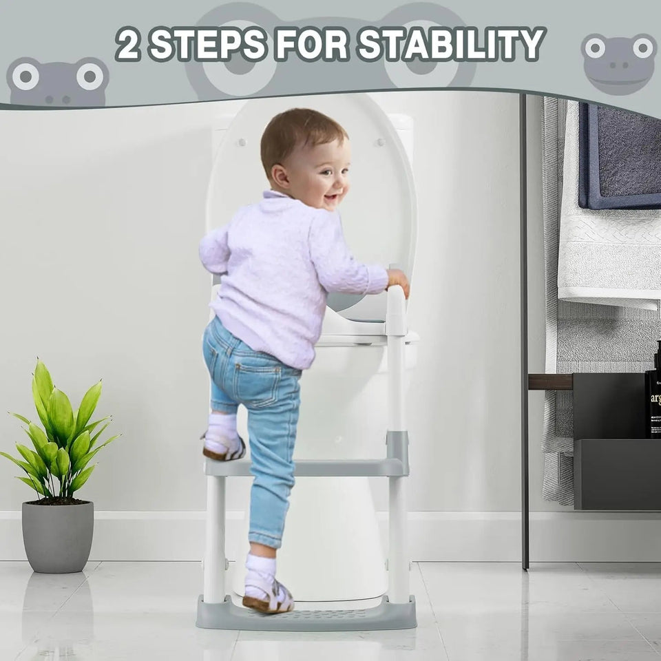 Children's Toilet Seat Stairway Baby Boys and Girls Toilet Folding Stand Anti-Slip Step Stool Children's Step Toilet Seat Ring Aimak Store