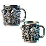 Funny V8 V6 Engines Design Tea Cup Coffee Mug Handmade Engines Stainless Steel Resin Large Capacity Coffee Cup Aimak Store