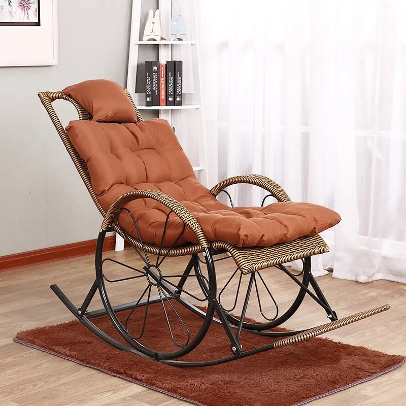 Summer Rocking Chair Recliner Rocking for Balcony Garden Leisure Relax Wicker Armchair Lazy Chair Lounge Chair Home Furniture Aimak Store