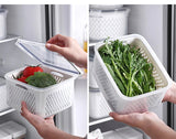 Multipurpose Refrigerator Storage Container with Drain Basket Crisper and Storage Box for Fruits Vegetables Aimak Store