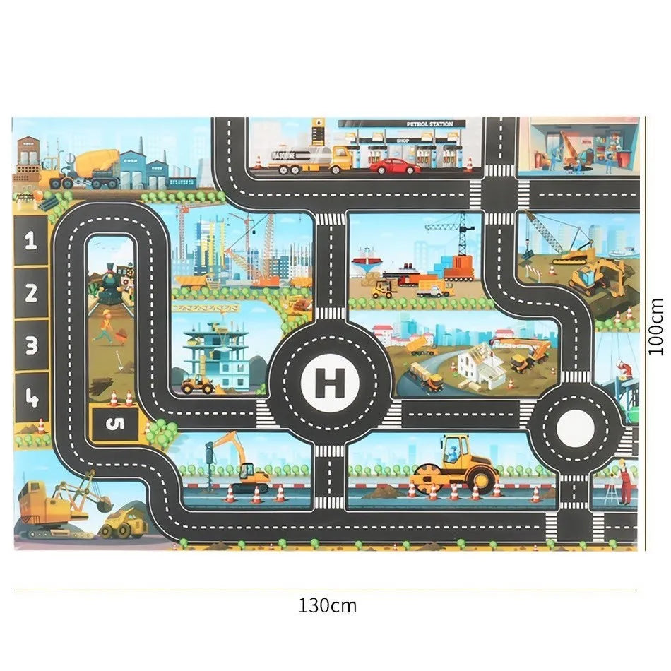 Children Playmat Activity Surface Waterproof Map Kids Animal Road Toy Baby Dinosaur Road Portable Carpet Farm Road Non-Toxic Mat Aimak Store