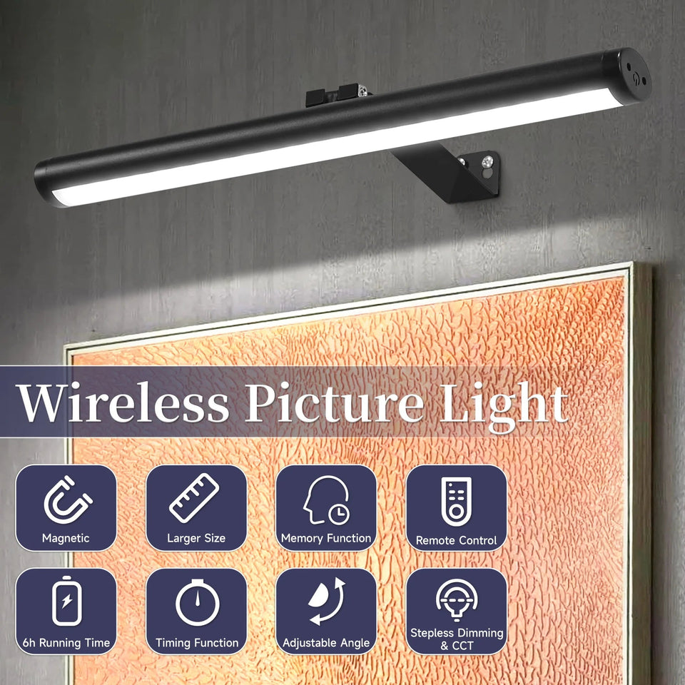 USB Rechargeable LED Wall Light Dimmable Mural Lamp Modern Wireless Aluminum Led Spotlights for Paintings Pictures Wall Lighting Aimak Store