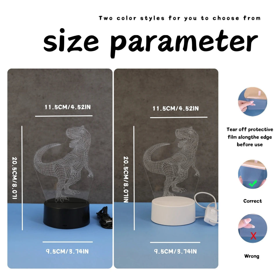 3D Creative Fantasy Dinosaur Night Light USB Home, Bedroom, Living Room, Sleep, Office Light Decorative Light, Gift Light Aimak Store