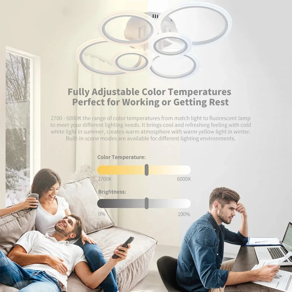 Modern LED Chandelier Home Lighting Ring Ceiling Mount Chandelier Living Room Bedroom Lighting lustre Ceiling pendant lamp Aimak Store