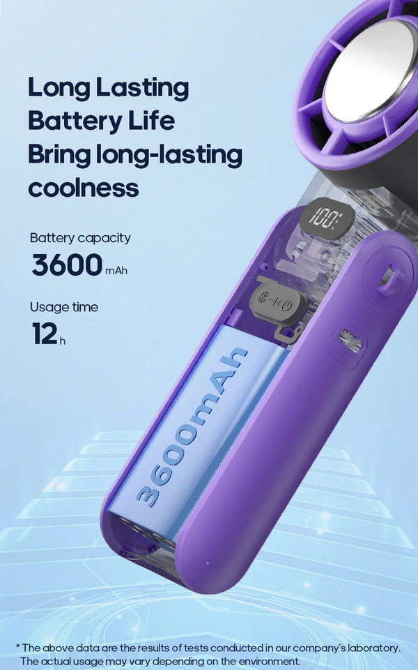 KINSCOTER Portable Air Cooling Turbo Fan 3600mAh 100 Wind Speeds Adjustable Outdoor Foldable Student Handheld Fan with Lanyard Aimak Store