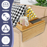 Couch Cup Holder Bamboo Wood Sofa Armrest Tray Foldable Sofa Cup Holder Anti-Slip Couch Arm Cup Holder Sofa Side Storage Tray Aimak Store