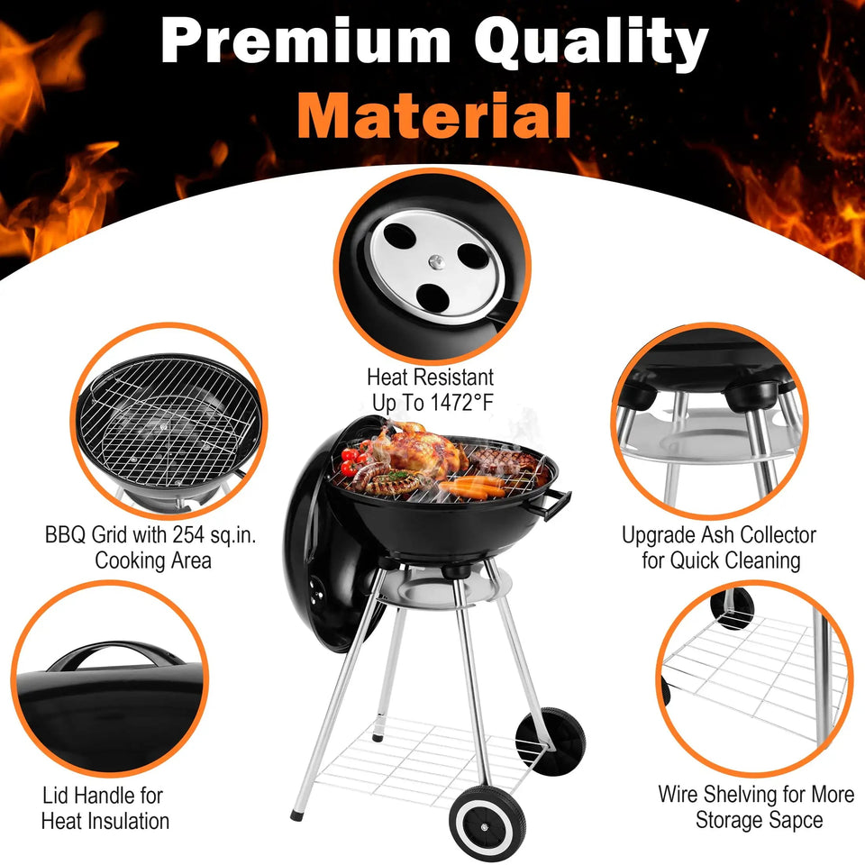 30-Inch Barrel Charcoal Grill with Warming Rack & Front Storage Basket, Outdoor BBQ Grill with 956 sq. in. Grilling Area Aimak Store