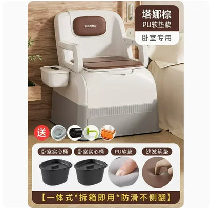 Ergonomic Elderly Toilet, Detachable Armrest, Heightened Portable Seat, Soft Backrest Comfort Chair for Pregnant Women